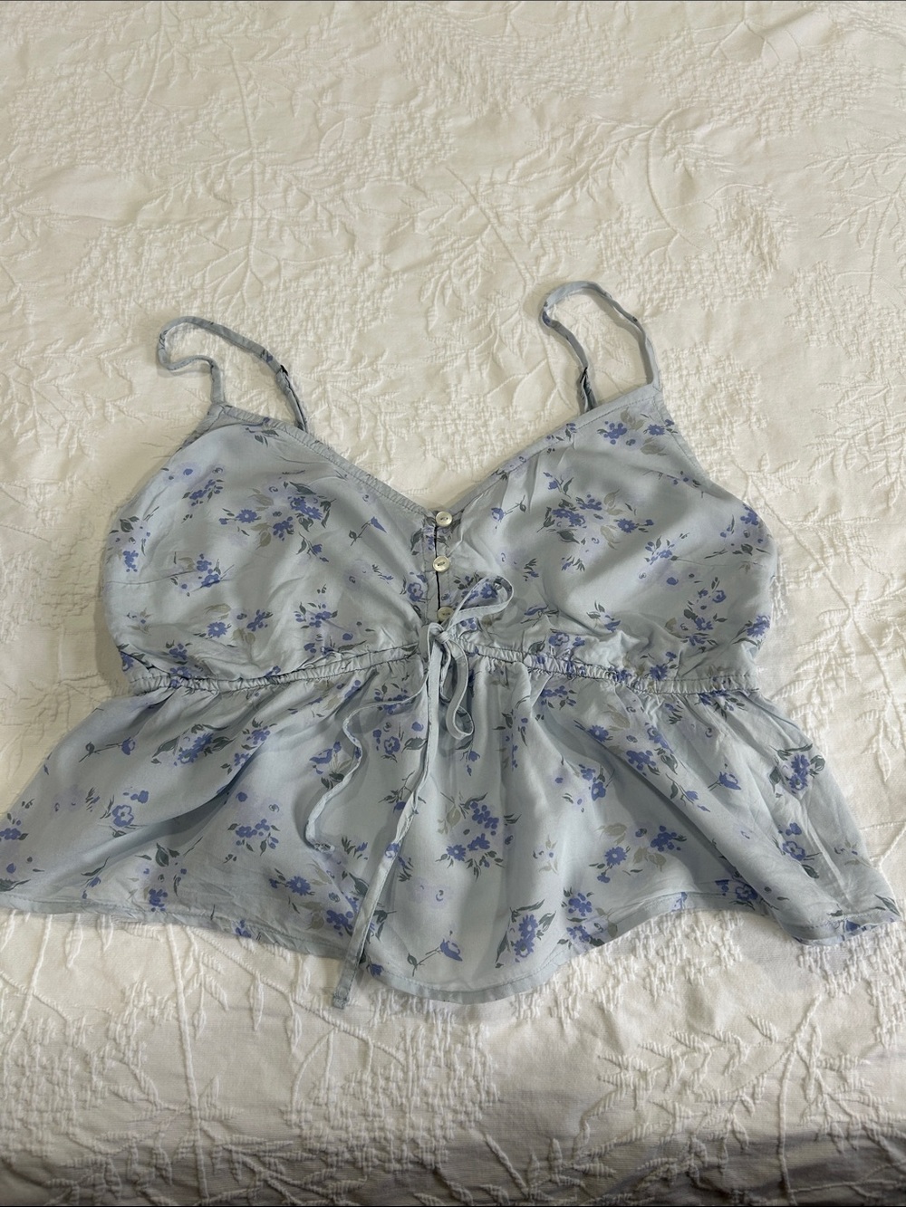 Abercrombie & Fitch Light Blue Floral Tie-Front Cami